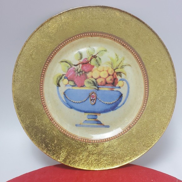 Glass Fruit Decorative Floral Plates Fruit in Bowls Set Of 3 Gold 8 Inches - Picture 2 of 9